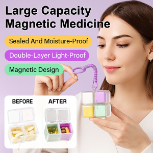 Large-Capacity Magic Cube Magnetic Medicine Box Household Storage Box Foldable Magnetic Pill Box Organizer With 8 Compartments