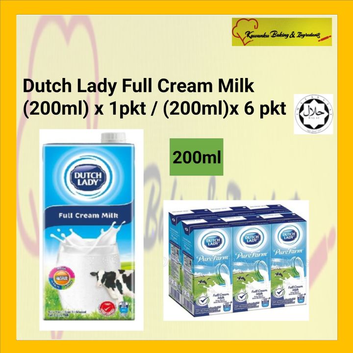 Dutch Lady Full Cream Milk (200ml) x 1pkt / (200ml)x 6 pkt Lazada