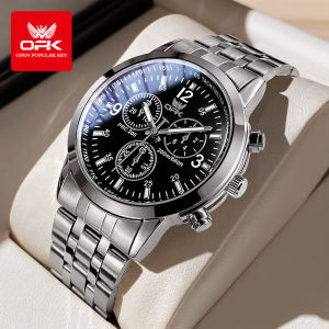 OPK watch for mens original 2024 luxury mens quartz stainless steel watch 100% waterproof multifunctional digital dial design fashionable and casual watch for men