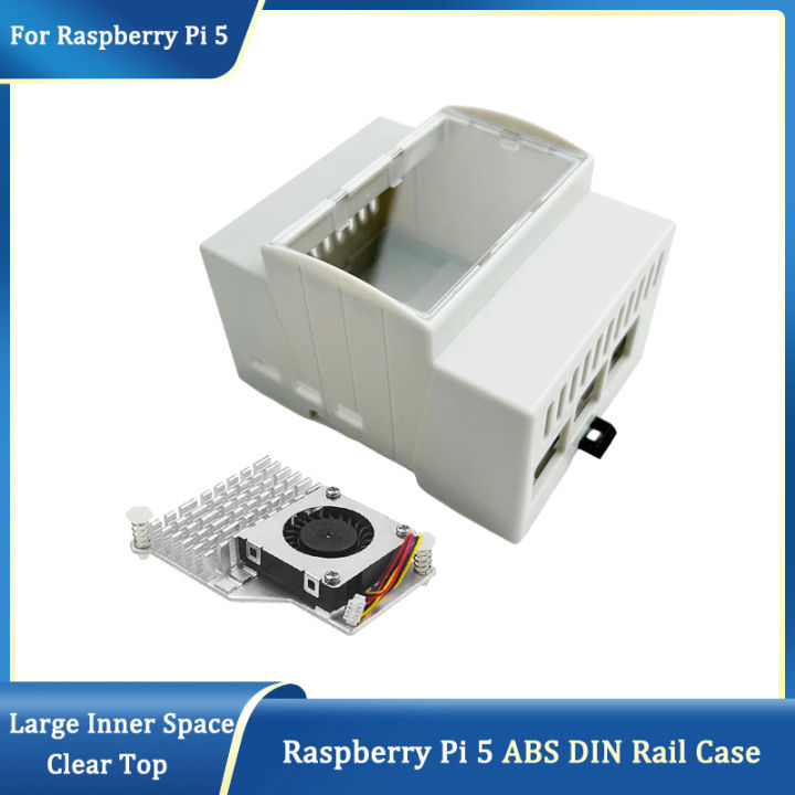 Inner Raspberry Raspberry Pi 5 ABS Case DIN Rail Housing Large Inner Space Clear Top ...