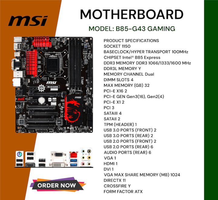 MSI MOTHERBOARD SOCKET 1150 (PRELOVED) M-Atx Gaming Motherboard