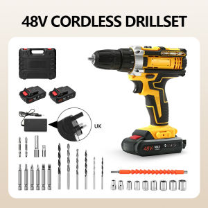 Cordless Drill 48V Hand Drill Portable Rechargeable Lithium Battery Impact Drill Concrete Wood Punch