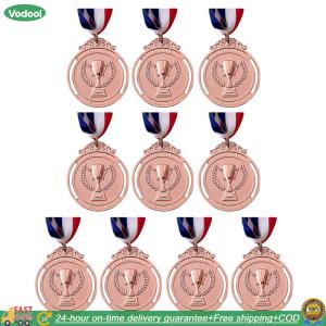 【24 hours Flash Delivery】10Pcs ทอง/เงิน/ทองแดงเหรียญโลหะผู้ชนะเหรียญคอริบบิ้นการแข่งขันเหรียญรางวัล 5 ซม.สำหรับ Marathon Ball เกม