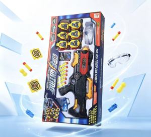 oft bullet toy gun set boys combat shooting toy gift box target and goggles complete set.