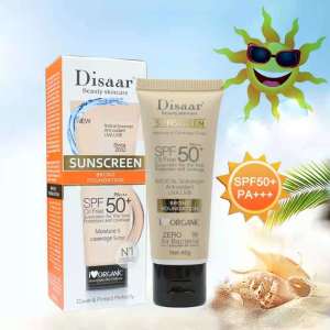 Disaar SPF50 Natural Sun Protection Tinted Bronz Foundation Moisturizer Organic Sunscreen Cream for All Skin Oil Free 40g
