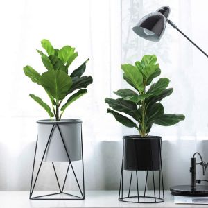 HOUCHU Large Artificial Fiddle Leaves Fig Tree Plastic Real Touch Fake Ficus Tree Photography Prop Delicate Faux Ficus Lyrata Plant Home Garden Decor