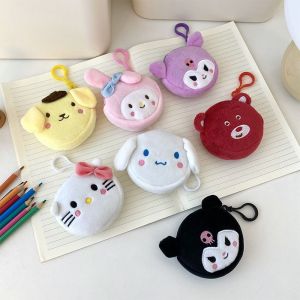 HELUVK ซันริโอ กระเป๋าใส่เหรียญผู้หญิงผู้หญิง ตุ๊กตาผ้าพลัฌ การ์ตูนลายการ์ตูน กระเป๋าใส่ลิปสติก ของขวัญคริสต์มาสสำหรับเด็ก กระเป๋าจัดหูฟัง