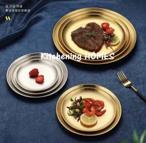 Stainless Steel Dinner Plates Dishes Stainless Plate Round Tray Eco-Friendly Tableware DS-53