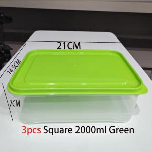 SWL 3/5pcs 2000ML Tupperware Multifunctional Sealed Fresh-keeping Box Refrigerator Bowl Lunch Box with Lid Microwavable Lid Airtight Square Kitchen Utensils Stackable Storage Transparent Cover Flexible Shelf Glass Food Storage Meal Prep