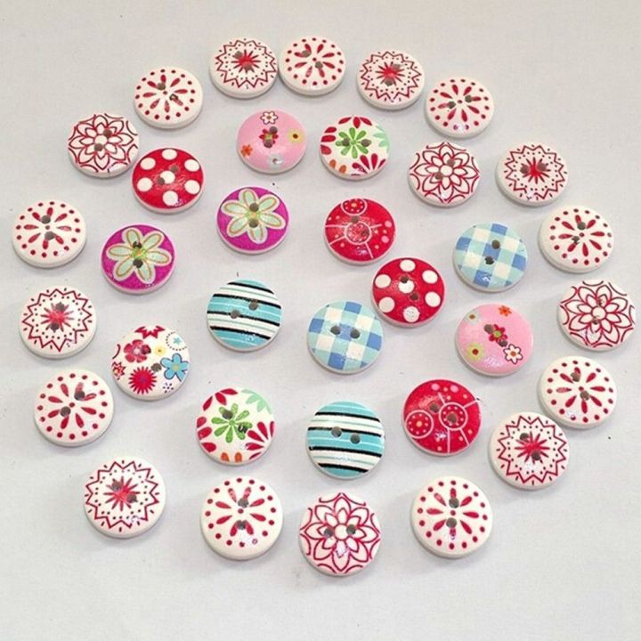 HOODANCOS 100pcs Wooden Buttons - 1 Inch Round, 2-Hole, Handmade For Sewing, Crafts, & DIY Projects