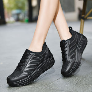 ALI&BOY Slimming Lady Lose Weight 5 cm Platform Wedge Sneakers Women Summer Breathable Mesh Sports Female Fitness Swing Shoes(รุ่นปีกนางฟ้า)
