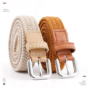 Niome Men Women Casual Knitted Pin Buckle Belt Woven Canvas Elastic Expandable Braided Stretch Belts Plain Webbing Strap