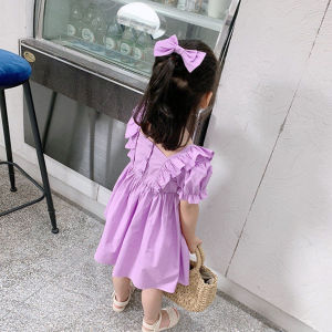 ชุดเดรสกระโปรงสั้นลูกสาวน่ารักสไตล์เกาหลี เดรสมินิมอลเเขนสั้นผู้หญิง