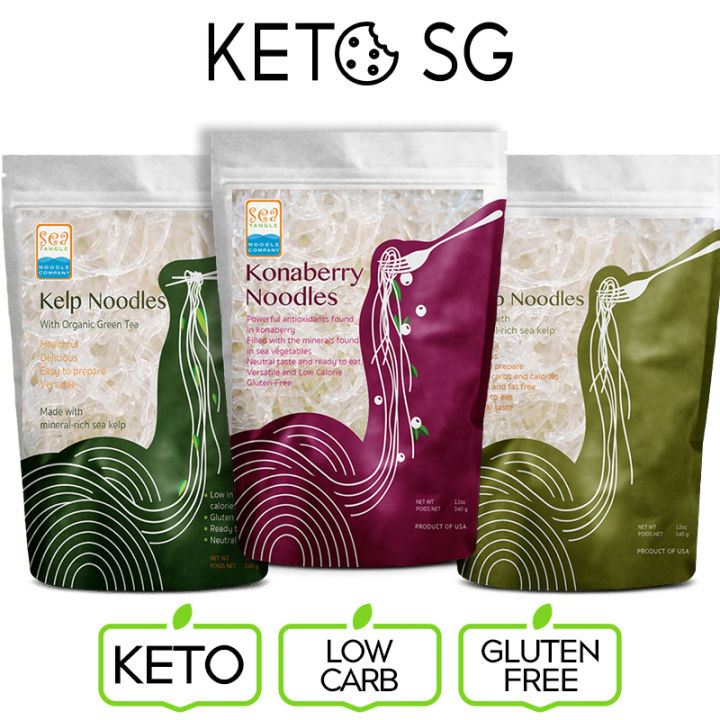 Keto Kelp Noodles - Original / Green Tea / Konaberry Low Sea Tangle Noodle Company, Calories Low Carb Gluten Free [SG]