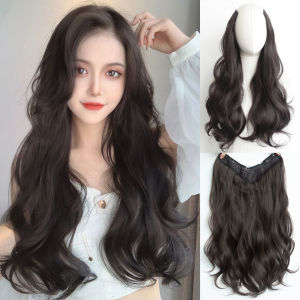 24\" U-shaped Long Straight Wavy Curly V Half Wig Women Hair Extensions - Synthetic Hair Wigs