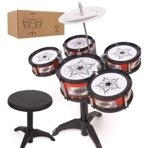WARM with Drumsticks 5 Drums Musical Instruments Drum Sets Beat Simulation Jazz Drum Music Kids Musical Toys Simulation Children Jazz Drum Toy Children/Kids Gifts