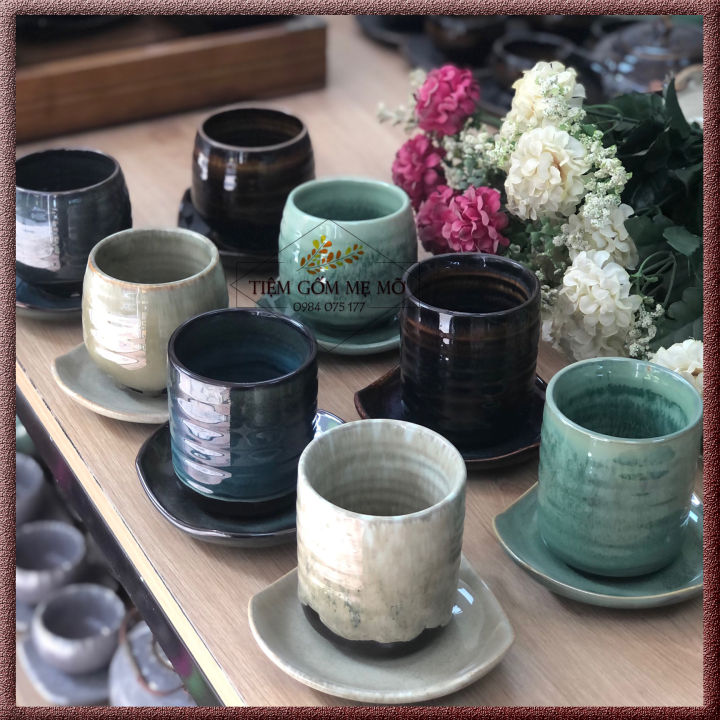 Bộ ly cốc tách trà không quai men hoả biến gốm sứ Bát Tràng | Lazada.vn
