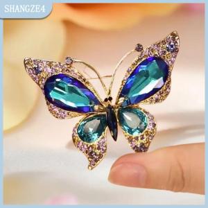 【SHANGZE4】 Fashion Rhinestone Shining Butterfly Brooches For Women Clothing Coat Jewellery Accessries Gifts