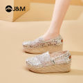 Joy&Mario Women's loafers Lace Breathable Non-Slip Wedges shoes. 