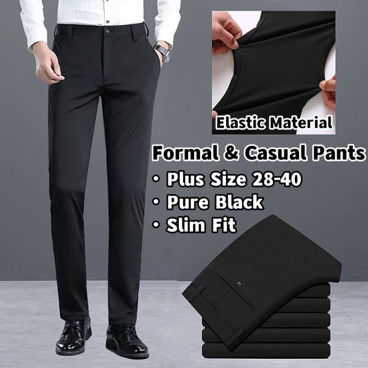 Local Ready Stocks】 ❤ Black Formal Pants ❤Men Clothing Summer Casual  Business Straight Formal Pants ❤ Elastic Office Fit Black Long Trousers  ❤Business Pant ❤ Seluar Slack❤ | Lazada Singapore