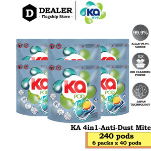 KA 4in1 Laundry Capsules Refill 40 Pods x 6 Packs (240pods)– Anti-Dust Mite