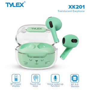 TYLEX XK201 Translucent Mascot Wireless Earphones Bluetooth 5.0 Type-C Input Charging