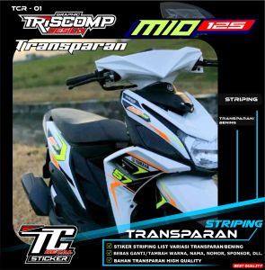 Striping Mio M3 Transparan Super Glossy - Stiker Striping Transparan Mio M3 / MIO 125 / Striping Mio Z Bahan Bening - Sticker Motor Yamaha Mio Variasi Transparan TCR-001A