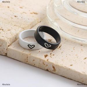 [COD] Abulaia Black and White Couple Rings Set Simple Cute Finger Rings for Women Fashion Accessories Jewelry