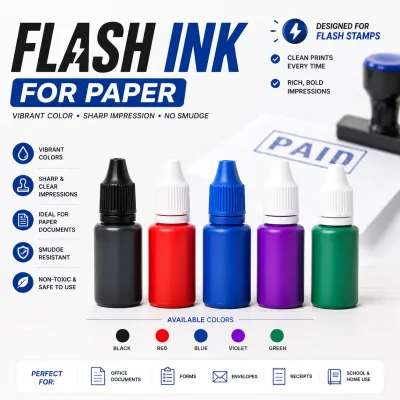 Flash Stamp Refill Ink | Paper Documents | Office School & Business Use | Compatible with Flash Stamps Only
