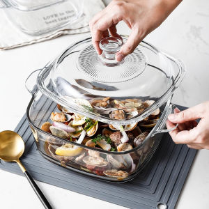 【Daily Suki Store】Square Glass Casserole with Lid - Microwave & Oven Safe Bakeware Tempered Glass Food Storage Container for Cooking Baking & Reheating