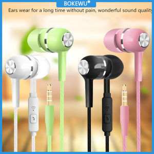 BOKEWU Tai Nghe Thể Thao Tai Nghe Có Dây Siêu Trầm 3.5Mm Có Vết Nứt Nhiều Màu Tai Nghe Nhét Tai Kèm Mic Rảnh Tay Cho Máy Tính Xiaomi Samsung iPhone