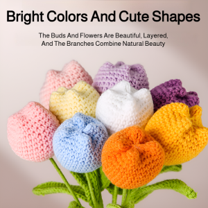 Crochet handmade tulip simulation lotus flower bouquet handmade wool knitting everlasting flowers