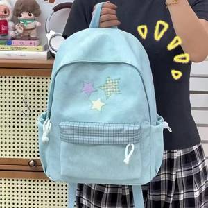 AE Star-patterned nylon backpack large capacity student schoolbag water-resistant breathable and pressure-reducing design