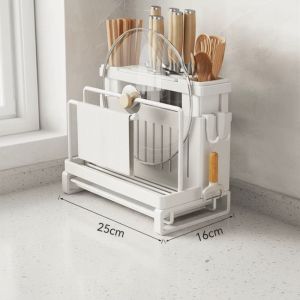 ANANAA Giá treo tường Giá để đồ bếp Tổ chức đũa Có bộ thoát nước Giá đỡ thớt Tiết kiệm không gian Bộ tổ chức trên bàn bàn bếp