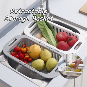 Retractable Kitchen Sink Thickened Plastic Filter Dish Rack Flexible Drain Basket Kitchen Supplies