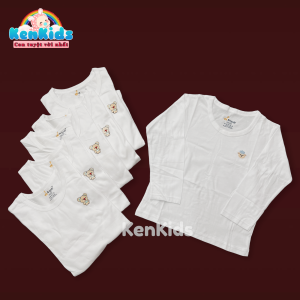 COMBO 5 Áo phông trắng Tay Dài chất mát cho bé gái / bé trai (14-26kg)