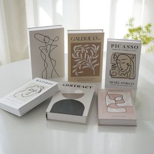 MUSASI Abstract Lines Fake Books Ornament Foldable Photography Prop Decorative Book Creative Book Shelf Display Simulation Book for Home Decoration