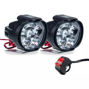 2 Pcs Lampu Tembak Sorot LED Spion Motor Cree 6 Mata 6W 12V Spotlight FREE Saklar On Off Stang