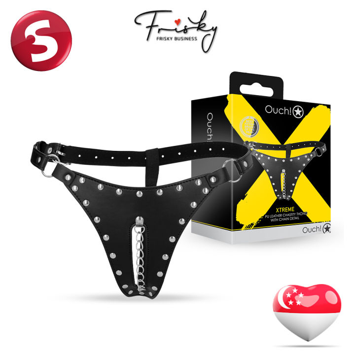 SHOTS Ouch! PU Leather Chastity Thong with Chain Detail, Adult Female BDSM Sex  Toys | Lazada Singapore