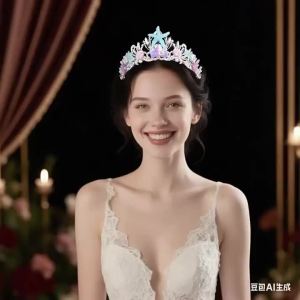 Vương miện công chúa nữ hoàng đính kim sa phụ kiện tóc biển thời trang thủ công hình sao biển hoa vỏ sò.
