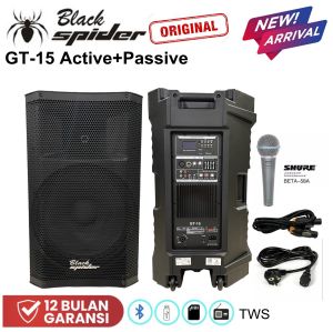 Speaker Black Spider Active+Passive GT-15 15 Inch 1 Pasang Free Microphone