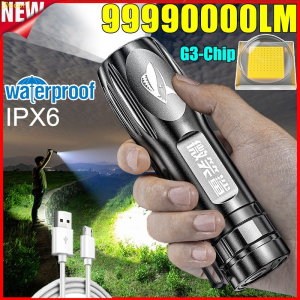 Powerful USB Rechargeable LED Flashlight G3 wick Strong light LED Torch ABS Lightweight Waterproof torchlight for Adventure Camping Riding Hiking