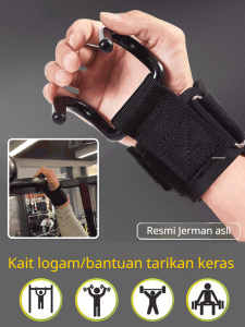 Gantungan Pull Up Gym Alat Latihan Deadlift Alat Bantu Angkat Beban Gantungan Angkat Beban Gym Alat Latihan Kekuatan Pegangan Gym Sarung Tangan dengan Gantungan Pull Up Pelindung Lengan