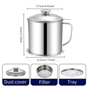 1.3L Stainless Steel Oil Filter Pot: Multi-Functional Tank Container for Cooking Separating Storage