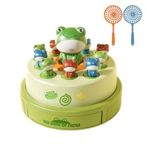Kid Catching Duck Frog Turntable Net Fishing Electric Music Light Bounce Catch Duck Pop Up Board Game Interactive Training Toy2026