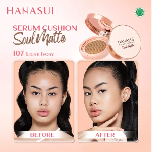 Hanasui Serum Cushion SoulMatte 10 Shade - Menyamarkan Noda Hitam - Meratakan Warna Kulit - Mengontrol Minyak Berlebih - Ken Herbal