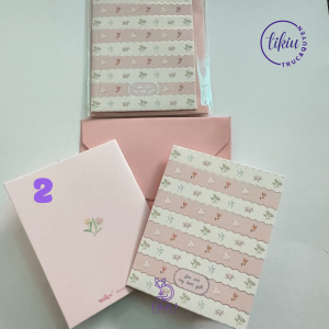 Thiệp TIKIU Phong Cách Hoa Nơ 9.5 cmx7.5 cm In 2 Mặt Giấy Cao Cấp Sang Trọng Thiệp Mừng Sinh Nhật Thiệp Chúc Mừng