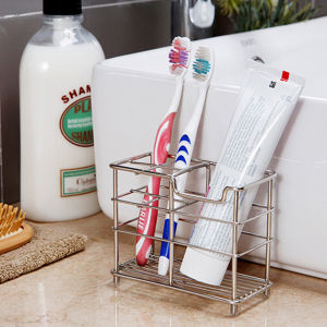 [Free Shipping]Toothbrush Holder Toothpaste Holder Stand Vertical304 Stainless Steel MaterialHollow Design Drains Water QuicklyNot Rusty[Send a Gift]