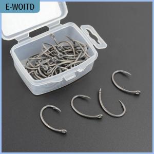 【E-WOITD】 Hirisi 50pcs Boxed Teflon Hooks Barbed Multi-Type Hooks Carp Hooks Fishing Tackle