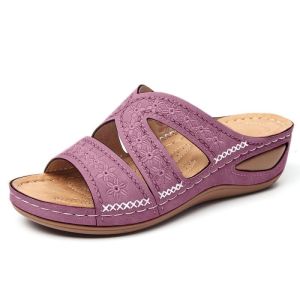 [Free Shipping] WomenS New Style Sandals Roman Wedge Heel Open-Toe Beach Sandals Plus-Size Shoes Embroidered Sandals